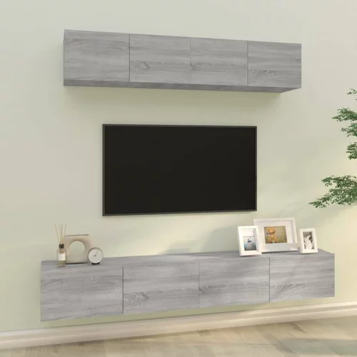  Komplet TV omaric 4-delni siva sonoma inženirski les, (20734670)