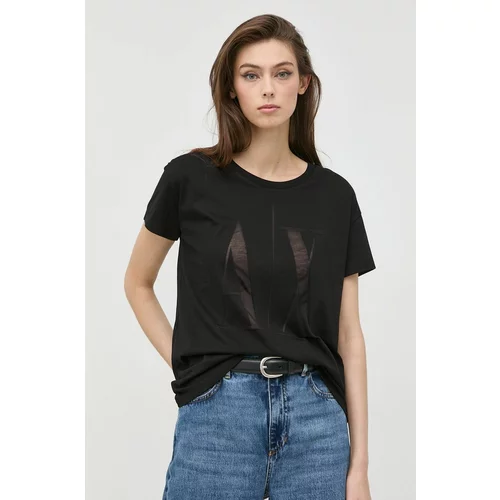 Armani Exchange Kratka majica ženski, črna barva