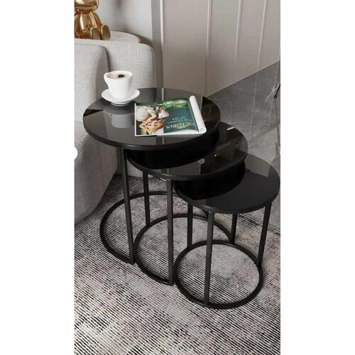 Hanah home Milas 3 set stolića (umetnuti), crna (3 kom) Slike