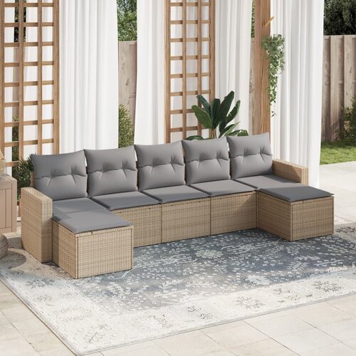 vidaXL 7-dijelni set vrtnih sofa od poliratana s jastucima bež Cijene