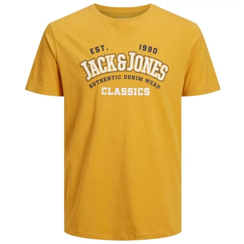 Jack & Jones Majica žuta / crna / bijela