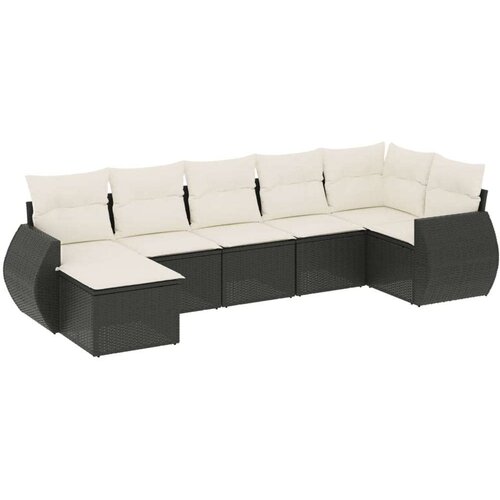 VidaXL 7-dijelni set vrtnih sofa od poliratana s jastucima crni Slike