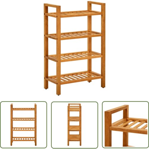 The Living Store Stojalo za čevlje s 4 policami 50x27x80 cm trdna hrastovina - Stojalo Za Čevlje, (21744542) Cene