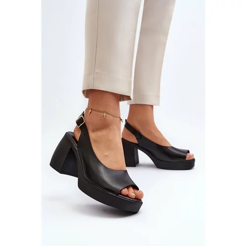 Kesi Zazoo Leather sandals with chunky high heels, black
