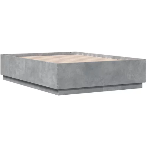 vidaXL Posteljni okvir betonsko siv 135x190 cm inženirski les, (21095159)