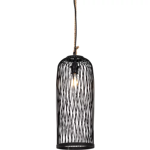 QAZQA Podeželska zunanja viseča svetilka črn ratan 25 cm - Calamus