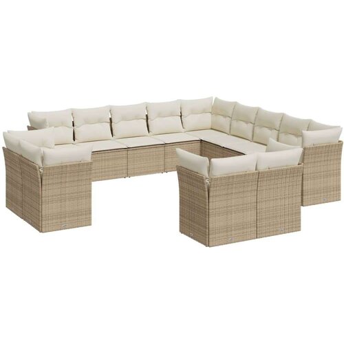 vidaXL 13-dijelni set vrtnih sofa s jastucima poliratan Bež Cijene