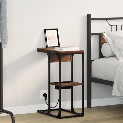 VidaXL Nočna omarica Rjava hrast 41.5 x 26 x 60.5 cm Konstruiran les Slike