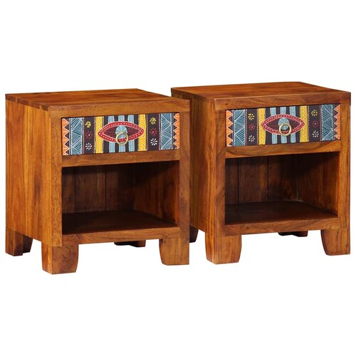  Noćni ormarići 2 kom 40 x 34 x 46 cm masivno bagremovo drvo Smeđa 40 x 35 x 45 cm Slike