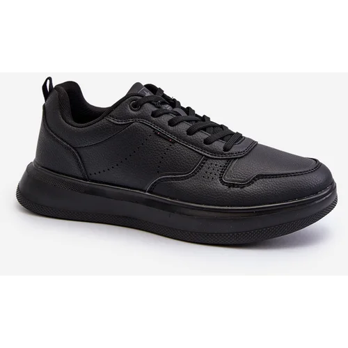 PE1 Lightweight Men's Platform Sneakers in Black Eco Leather Uziran