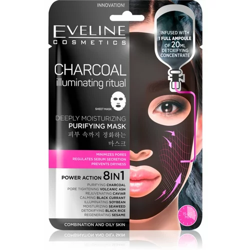 Eveline Cosmetics Charcoal Illuminating Ritual super hidratantna sheet maska za čišćenje