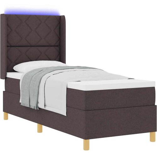  Krevet s opruga kutije s LED trakama Smeđa 80 x 200 cm tkanina Slike