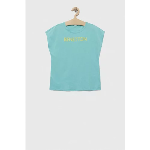 United Colors Of Benetton Otroška bombažna kratka majica turkizna barva