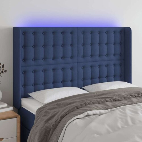  Uzglavlje plavo 147 x 16 x 118/128 cm od tkanine Slike