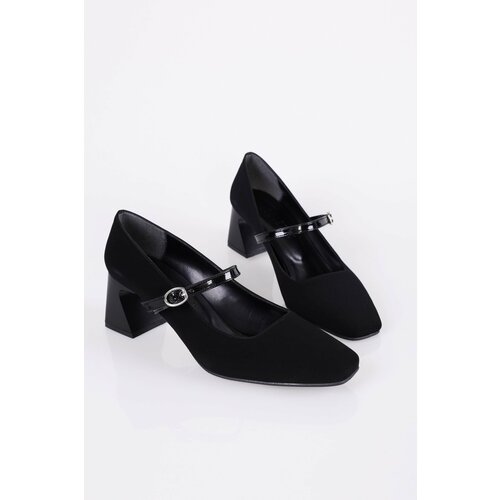 Shoeberry Women's Rylee Black Suede Daily Heeled Shoes Slike