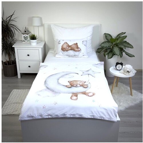 Jerry Fabrics Bombažna otro&amp;scaron;ka posteljnina za otro&amp;scaron;ko posteljico 100x135 cm Teddy &amp;quot;Moon&amp;quot; &amp;ndash; Slike