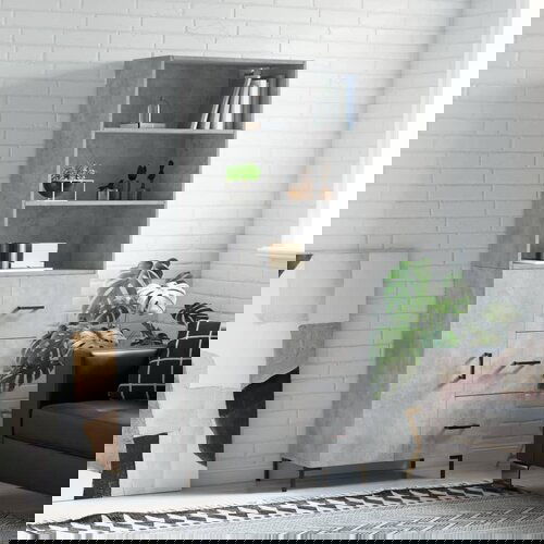 The Living Store Visoka komoda betonsko siva 69,5x34x180 cm inženirski les - Visoka Omarica, (21431104) Cene