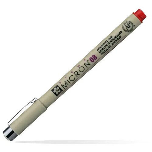 Pigma micron 08, liner, red, 19, 0.5mm ( 672039 ) Cene