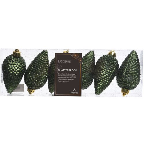 Dekordom Novogodišnji set šišarki za jelku 6pcs 8cm 028608 - Pine green - KMG Cene