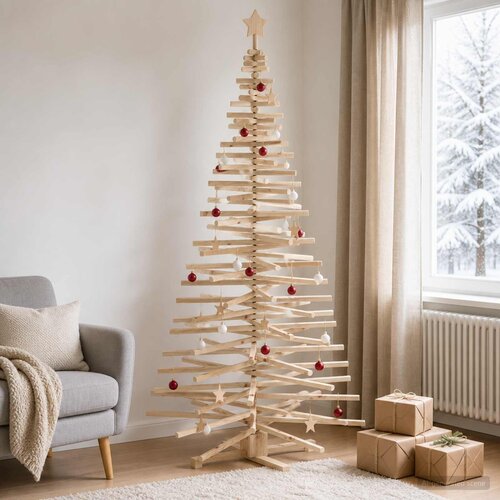 Drveno božićno drvce KOTKA 210 cm Masivna borovina Prirodno Cijene