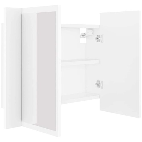 VidaXL LED kopalni&amp;scaron;ka omarica z ogledalom bela 60x12x45 cm Slike