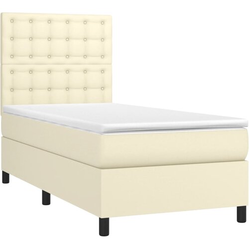  Krevet s oprugama i madracem krem 90 x 200 cm od umjetne kože Slike