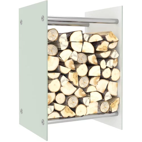 Stalak za drva za ogrjev bijeli 40 x 35 x 60 cm stakleni