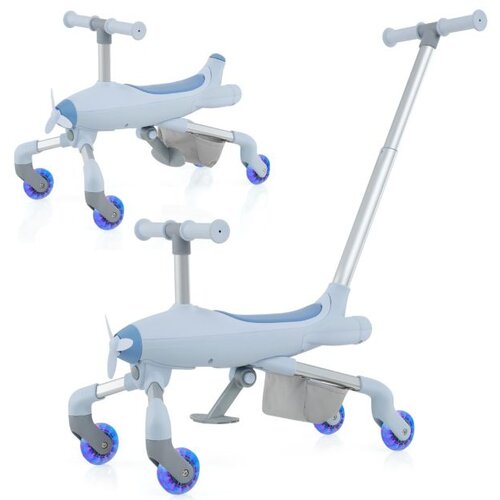  Poganjalica s motivom aviona 2 u 1, LED osvijetljeni kotači - plavi Cijene
