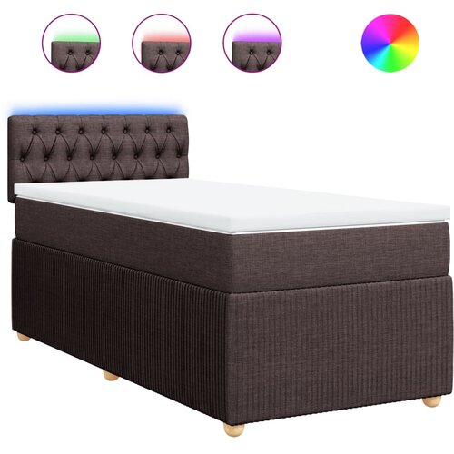 VidaXL Krevet s oprugama i madracem tamnosmeđi 80x200 cm od tkanine Slike