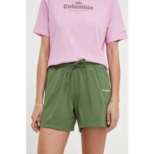 Columbia Kratke hlače za žene, boja: zelena, s tiskom, visoki struk