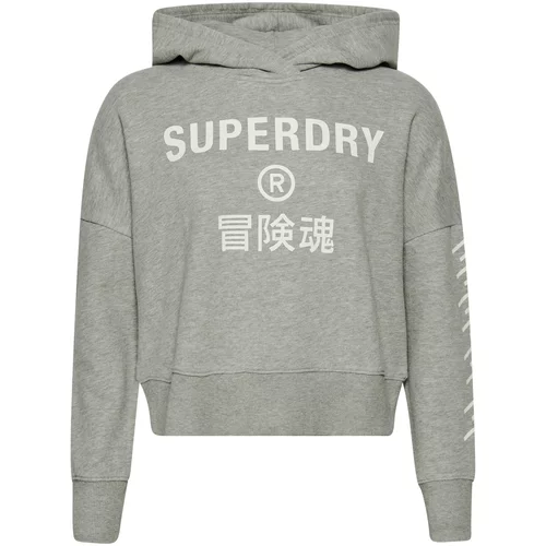 Superdry Sweater majica siva melange / bijela