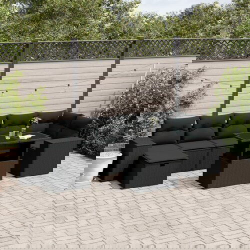 VidaXL 8-dijelni set vrtnih sofa od poliratana s jastucima crni Slike