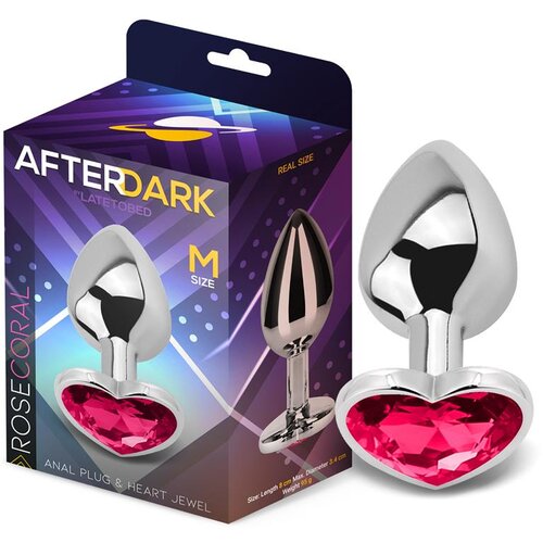 Afterdark Heart Shaped Butt Plug Silver/Rose-Coral Size M Cene