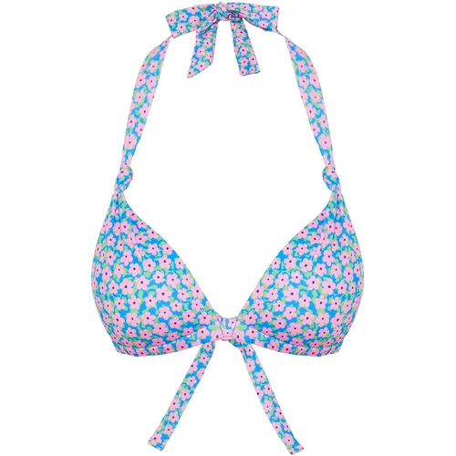 Trendyol Floral Patterned Triangle Knotted Bikini Top