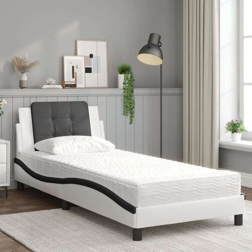 VidaXL krevet s madracem bijelo-crni 80 x 200 cm od umjetne kože Slike