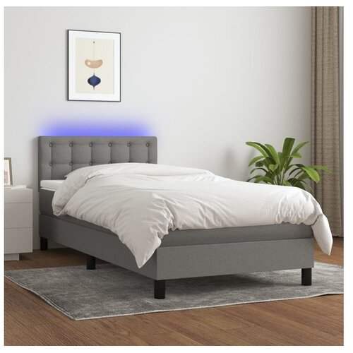  Krevet box spring s madracem LED tamnosivi 80 x 200 cm tkanina Cene