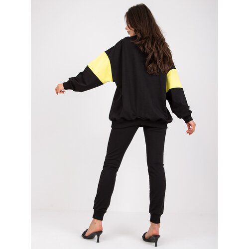 Fashion Hunters Black and yellow two-piece cotton sweatshirt set Slike