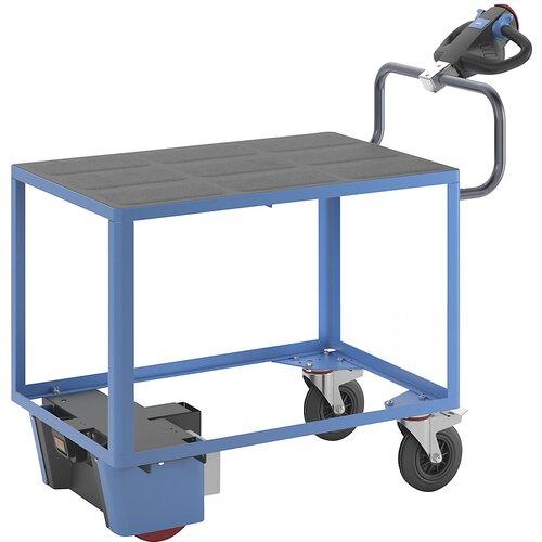 eurokraft pro montažni voziček z električnim pogonom, 1 polica iz umetne mase, dxšxv 1470 x 700 x 1300 mm, modre barve Cene