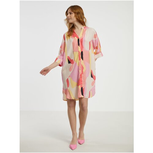 Fransa Cream-pink Women Patterned Shirt Dress - Women Cijene
