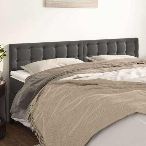  Posteljno vzglavje 2 kosa temno siv 90x5x78/88 cm žamet, (20792781) Slike
