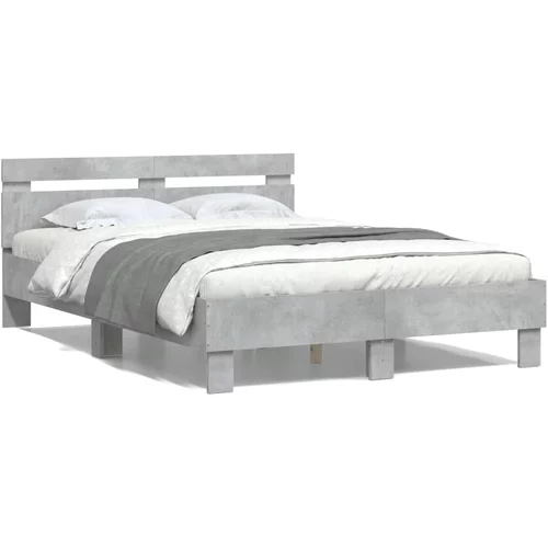  Okvir kreveta s uzglavljem siva boja betona 120x200 cm drveni
