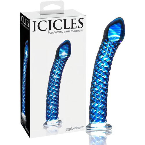 Icicles br. 29 - spiralni stakleni dildo za penis (plavi) Cene