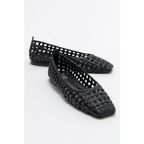 LuviShoes ARCOLA Women's Black Knitted Patterned Flats Cene