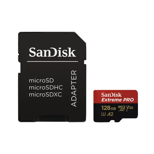 Sandisk SDXC MICRO 128GB EXTREME PRO, 200/90MB/s, A2, UHS-I, C10, V30, U3, adapter SDSQXCD-128G-GN6MA