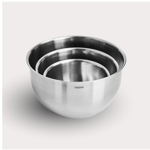 FABINI Zdjele u setu 3 kom od nehrđajućeg čelika u srebrnoj boji &amp;oslash; 24 cm Lucca 3.0 &amp;ndash; Slike