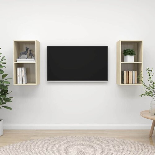  Zidni TV ormarići 2 kom boja hrasta sonome konstruirano drvo Slike