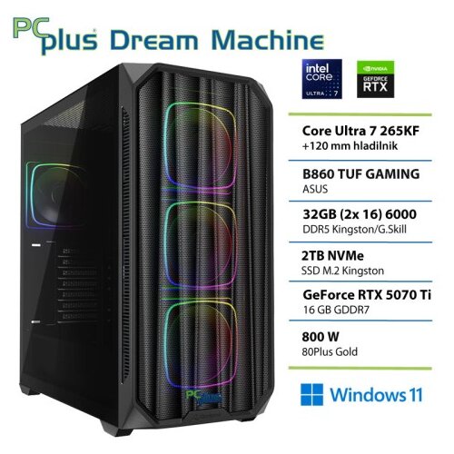 PCPLUS Dream Machine Ultra 7 265KF 32GB 2TB SSD RTX 5070Ti 16GB Windows 11 Home gaming namizni računalnik Cene