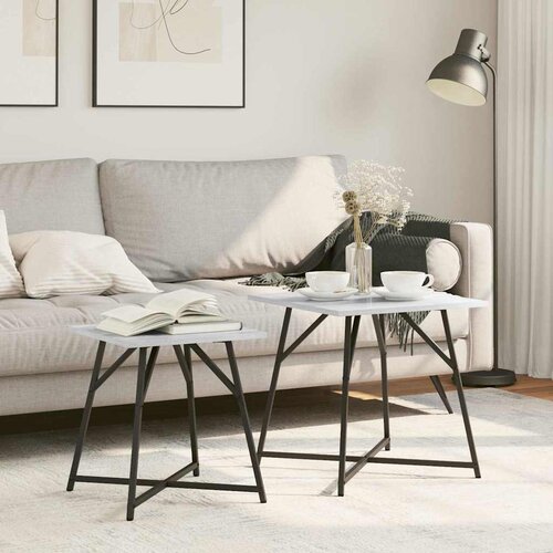  Set pomoćnih stolića 2 pcs Siva Sonoma i crna Cene