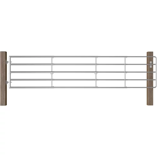 vidaXL Vrata za pašno ograjo s 5 prečkami (150-400)x90 cm srebrna
