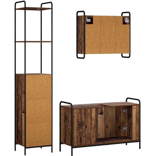  Set ormarića za kupaonicu 3 kom. Staro drvo 40 x 36 x 200,5 cm Slike